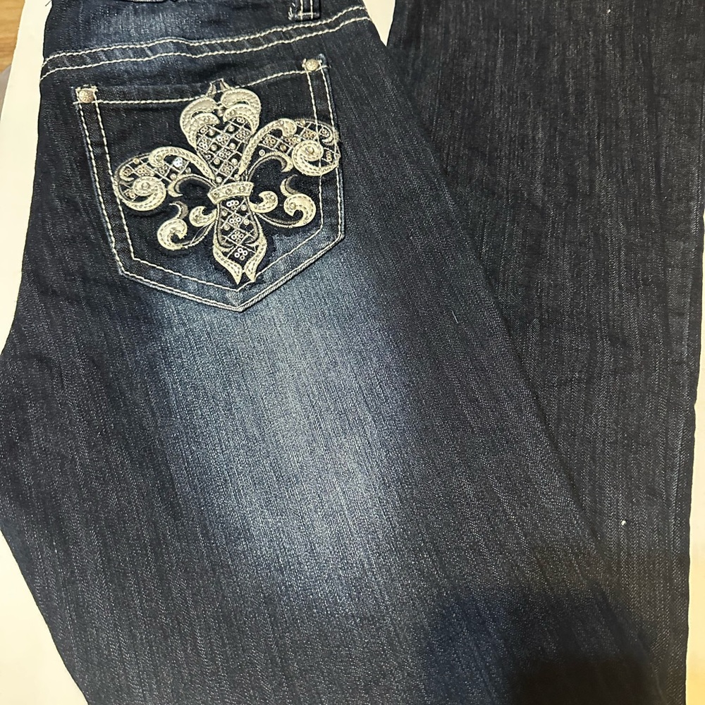Embroidered Dark Blue Jeans ND Weekend Jeans  10 Blue Denim Cross Embroidered